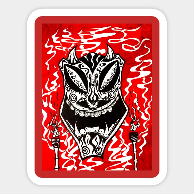 Devil Tiki Sticker by Jerry Pollard Art